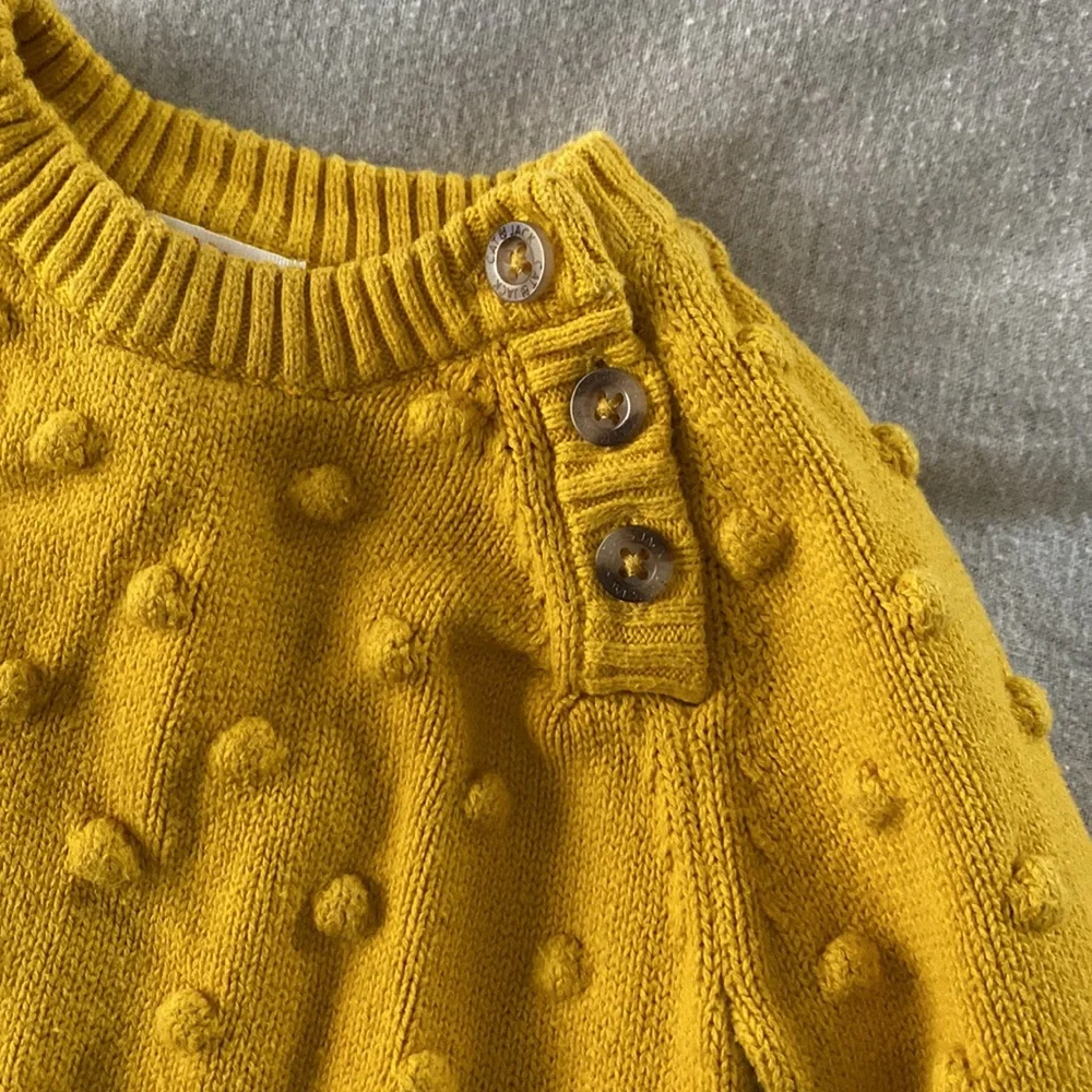 Cat & Jack Bubble Polk Dot Yellow Mustard Sweater - Picture 2 of 6